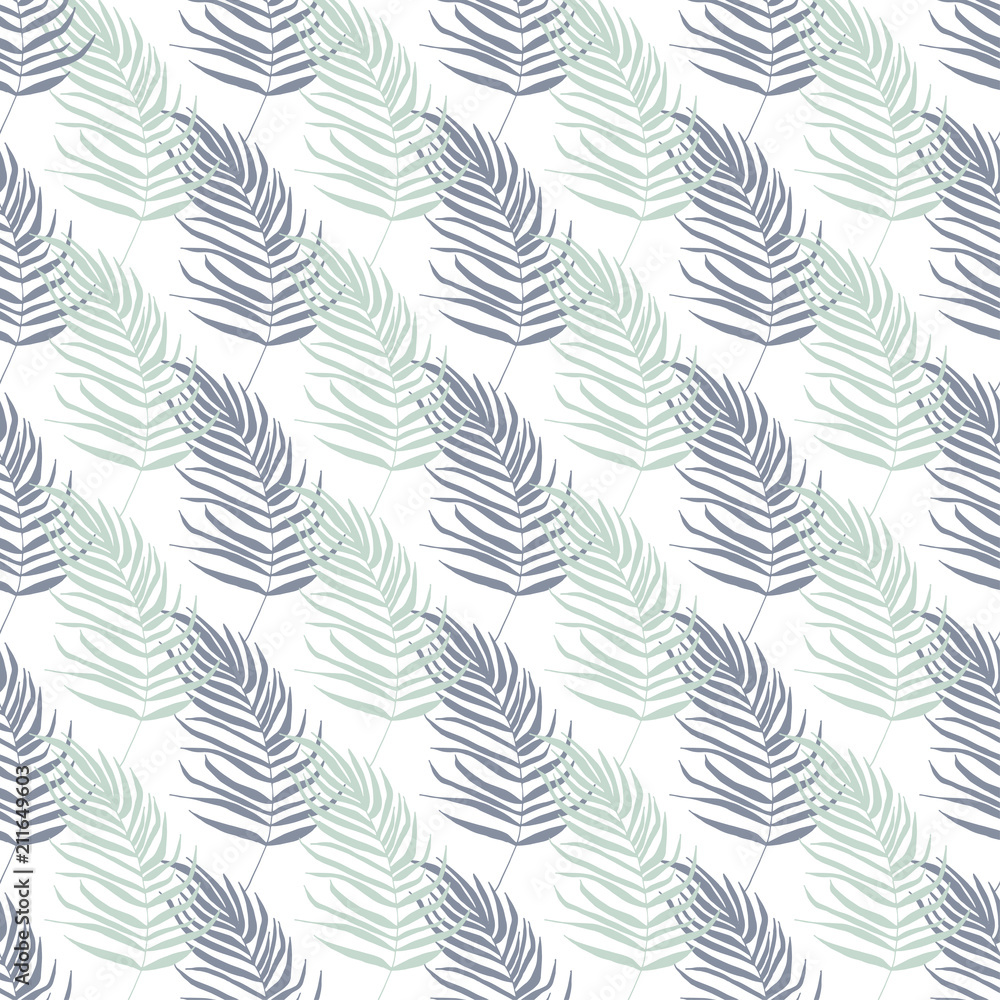  Seamless Pattern for print. Set of palm,  jungle , tropical,   leaves background