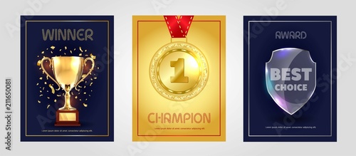 Vector poster design for winner, champion and best choice award. 