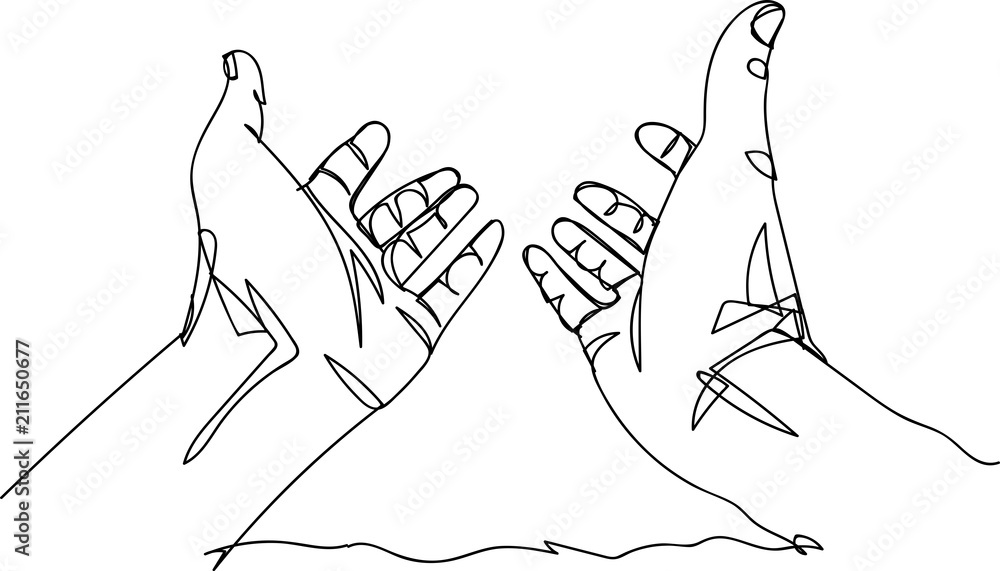 Continuous line art or One Line Drawing of prayer hand. vector Continuous line art or One Line Drawing of prayer hand. vector
