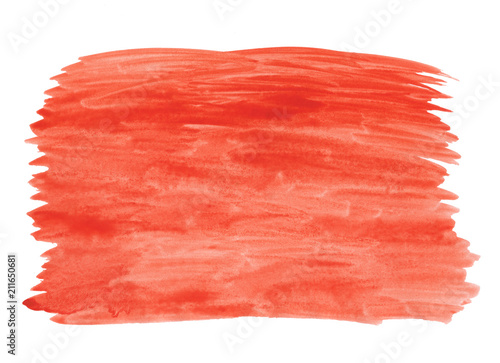 Abstract texture brush ink background red aquarell watercolor splash paint on white background