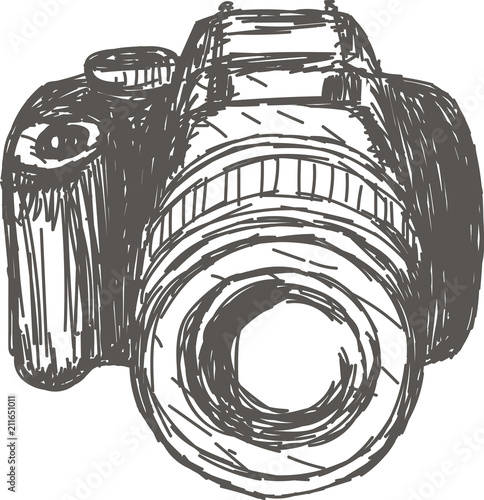 SLR camera, Hand Drawn Sketch