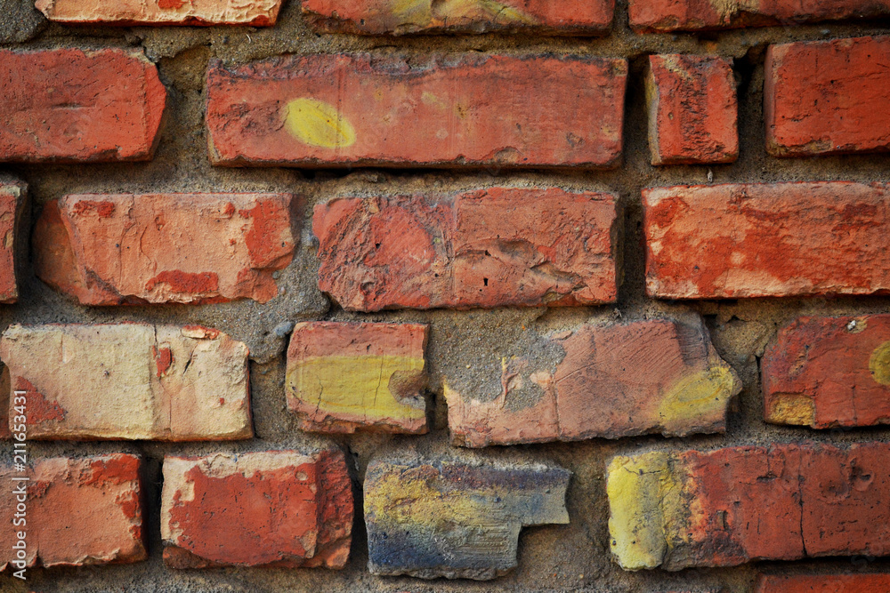 Grungy old dark red brick wall texture. Retro background. Grungy old dark red brick wall texture. Retro background.