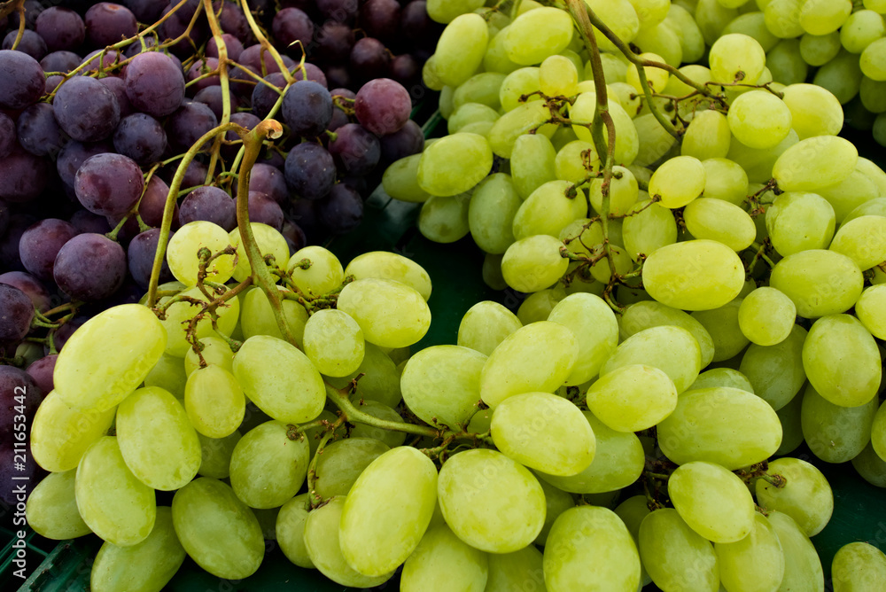Grapes and table grapes. Macro photography.