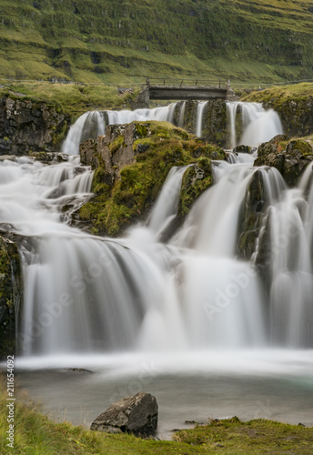 Kirkjufellsfoss Waterfall with Kirkjufell mountain  Iceland