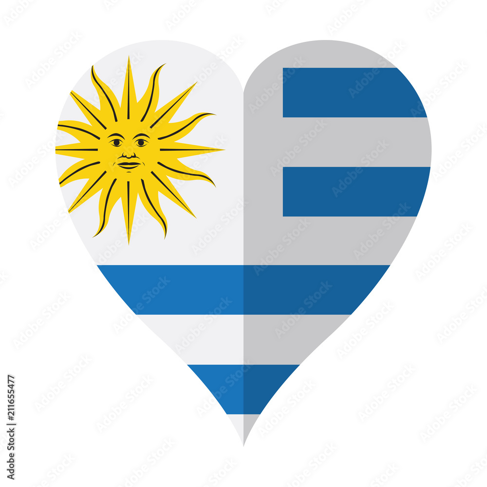 Obraz premium Isolated flag of Uruguay on a heart shape