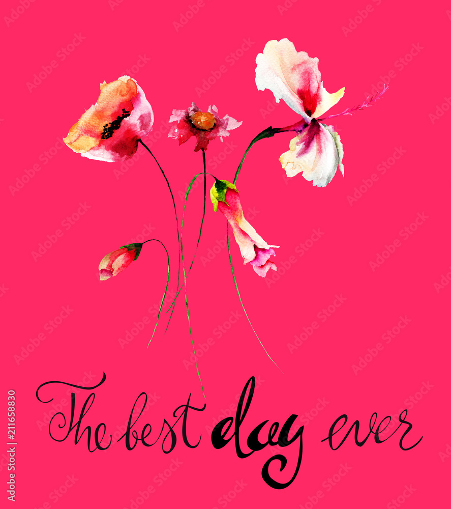 Stylized wild flowers with title the best day ever