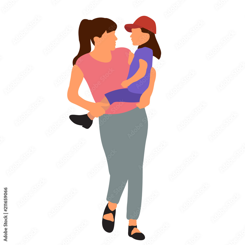 Fototapeta premium vector, isolated, on white background, flat style mommy and child