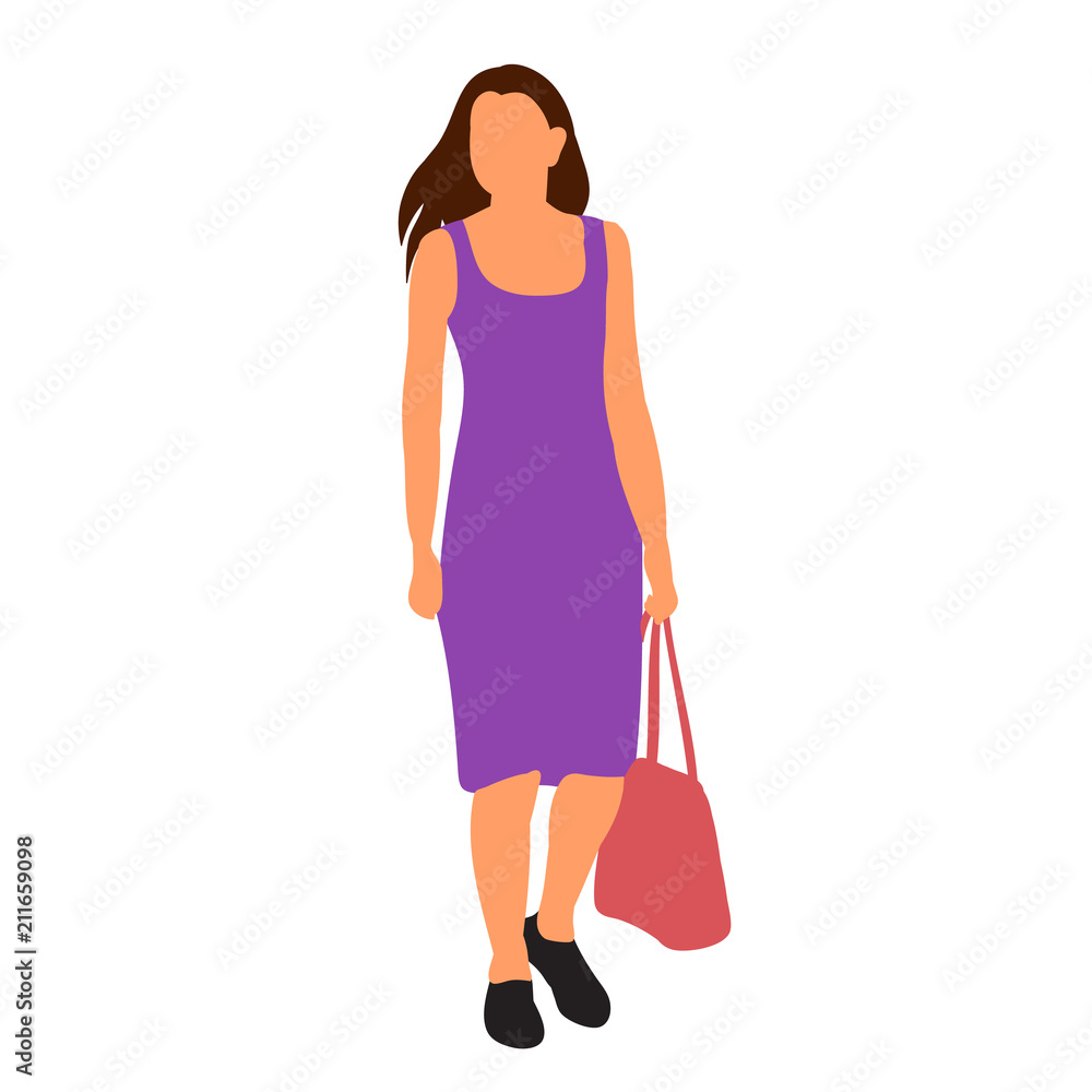 white background, flat style girl, without face