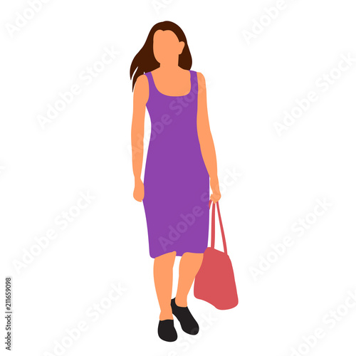 white background, flat style girl, without face