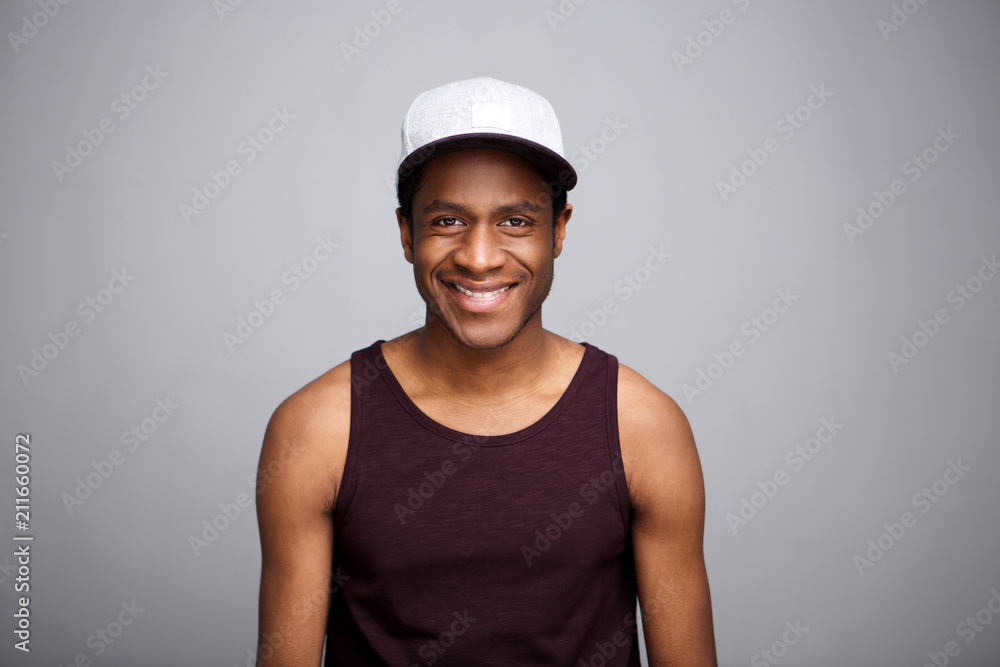 happy african american guy with cap happy african american guy with cap