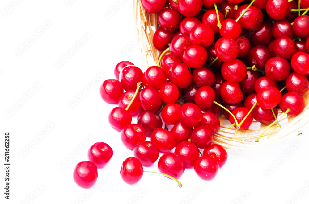 red ripe cherry on a background