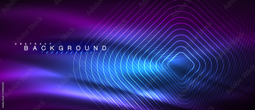 Neon glowing lines, magic energy space light concept, abstract background wallpaper design Neon glowing lines, magic energy space light concept, abstract background wallpaper design
