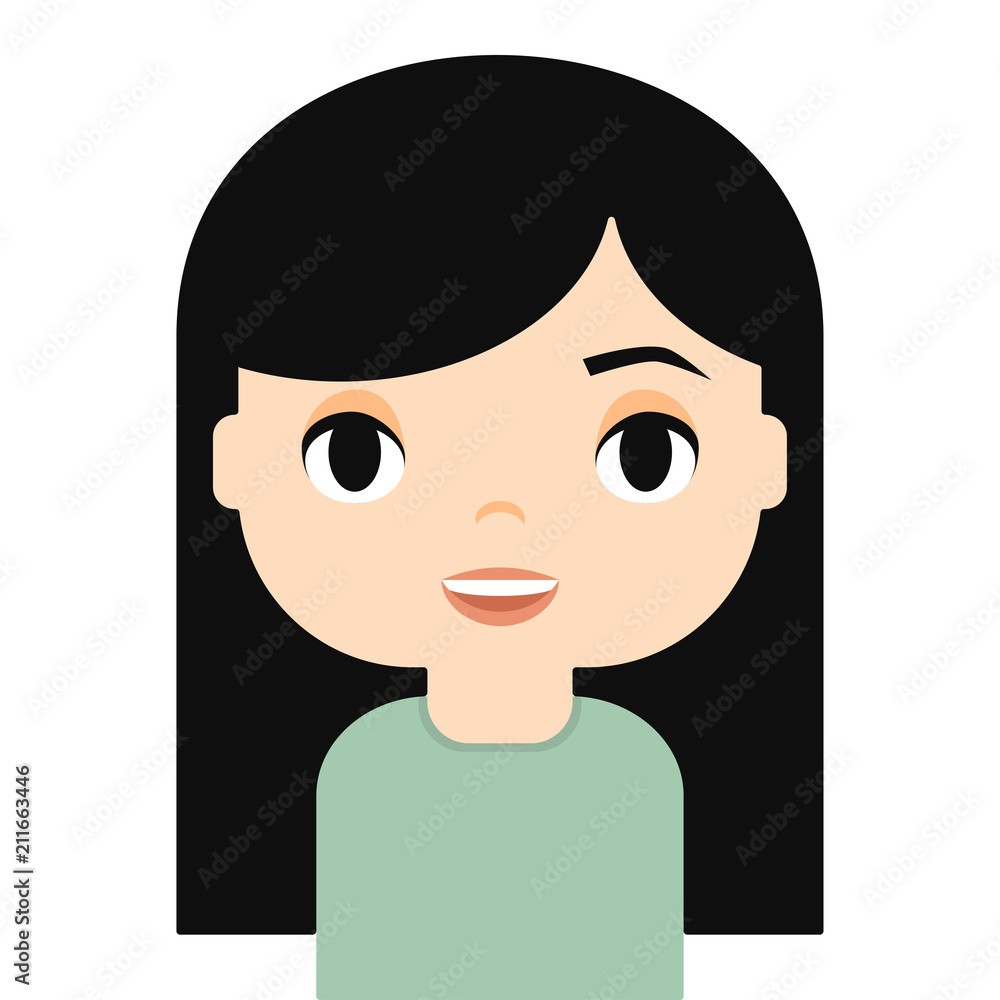 Woman Avatar with Smiling face. Female Cartoon Character. Happy Young Girl.  Beautiful People Icon. Stock Vector | Adobe Stock
