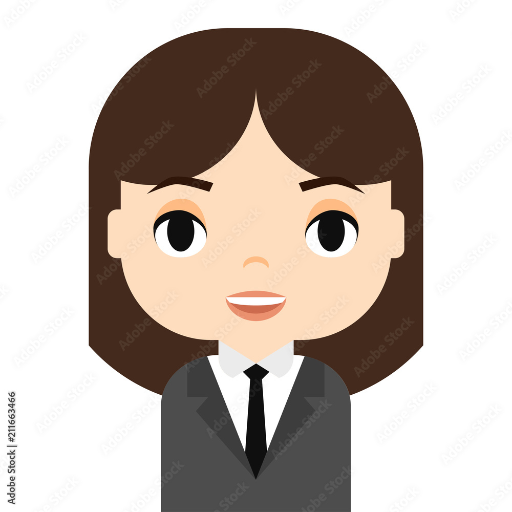 Woman Avatar with Smiling face. Female Cartoon Character. Businesswoman.  Beautiful People Icon. Stock Vector | Adobe Stock