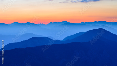 Sunset in the Mountains. Dinaric Alps, Montenegro
