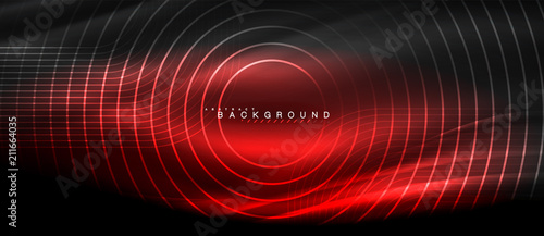 Neon glowing lines, magic energy space light concept, abstract background wallpaper design