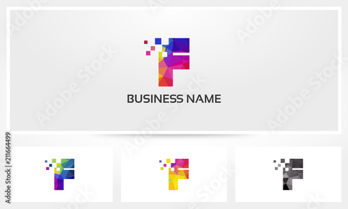 Colorful Letter F Pixel Eroded