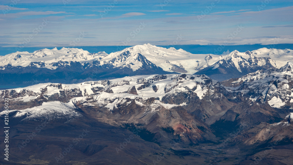 rare aerial view of Los Glaciares national park, Patagonia, Argentina