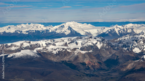 rare aerial view of Los Glaciares national park  Patagonia  Argentina