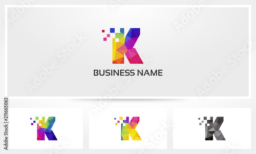 Colorful Letter K Pixel Eroded