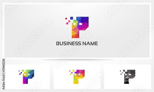 Colorful Letter P Pixel Eroded