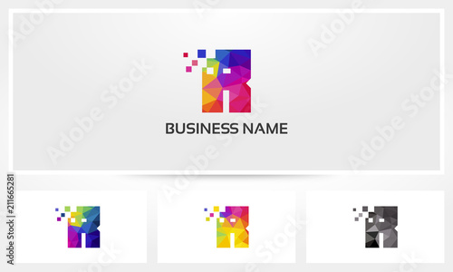 Colorful Letter R Pixel Eroded