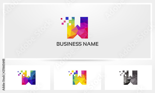 Colorful Letter W Pixel Eroded