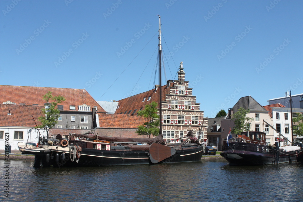 Traditional houses view in Leiden, the Netherlands. Traditional houses view in Leiden, the Netherlands.
