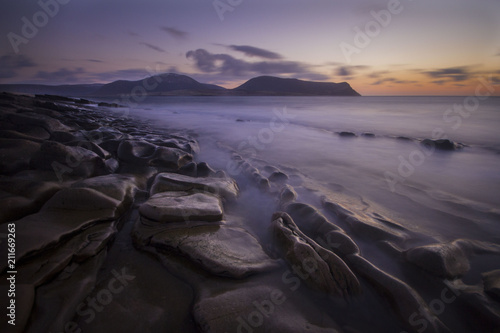 Long exposure sunset at Netherton beach, Stromness, Orkney photo