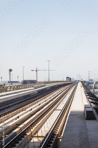 Railway close-up, abstract ecological background , land transport and transport.