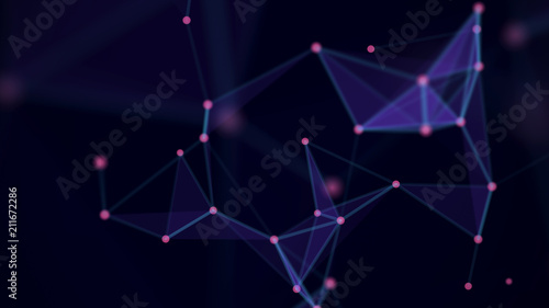 Abstract technology background. Network connections with points and lines. Ai tech wire network futuristic wireframe. Big Data. 4k rendering.