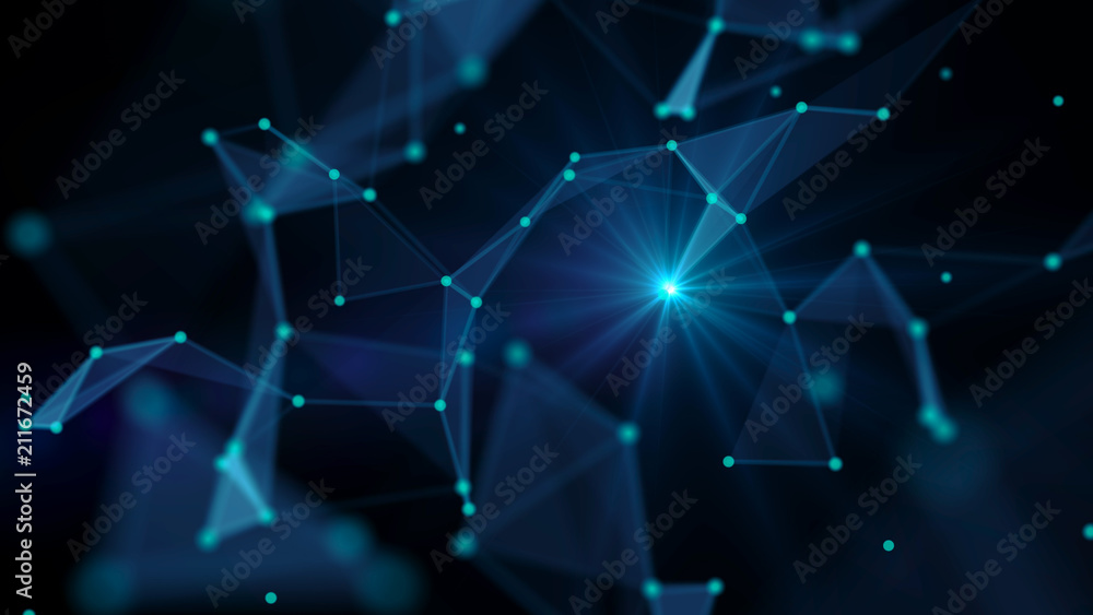Abstract technology background. Network connections with points and ...