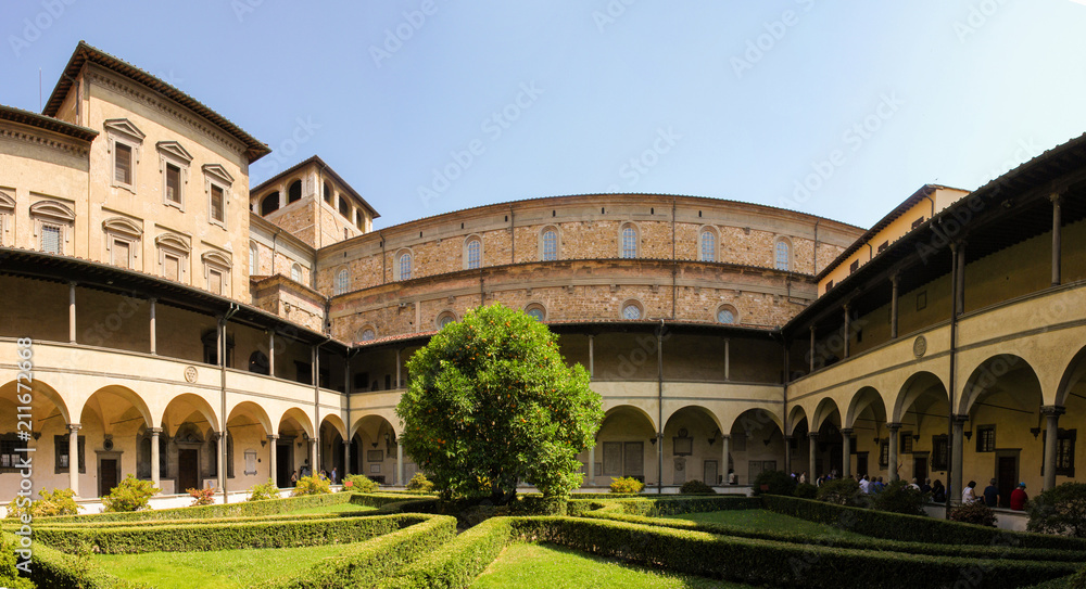 Laurentian Library garden in Florence (Firenze) in Italy