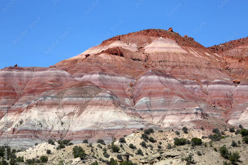 Stunning horizonal colorful cliffs of Paria used as setting for western movies, Utah, USA