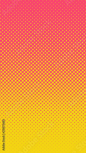 Halftone gradient pattern vertical vector illustration. Yellow dotted, pink halftone texture. Pop Art halftone, comics Background. Background of Art. Phone application yellow pink background. AI10