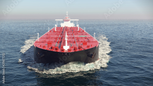 oil tanker floating in the ocean, 3d illustration photo