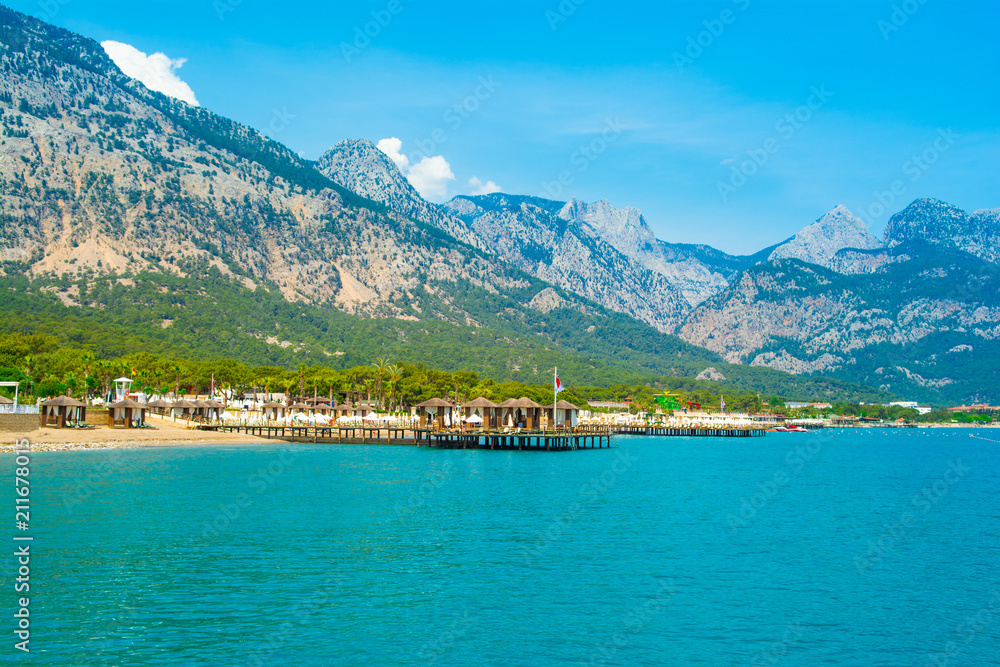 Landscape of mountains and beach in Beldibi coast Landscape of mountains and beach in Beldibi coast