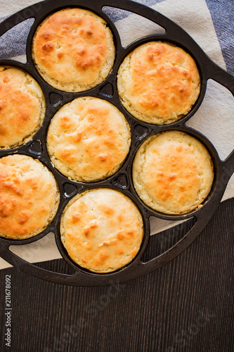 Biscuits in Mini Lodge Cast Iron Cake Pan