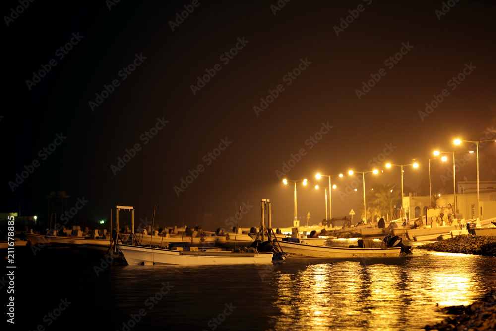 Asker coast of Bahrain lights on Supermoon day, 4 November 2016