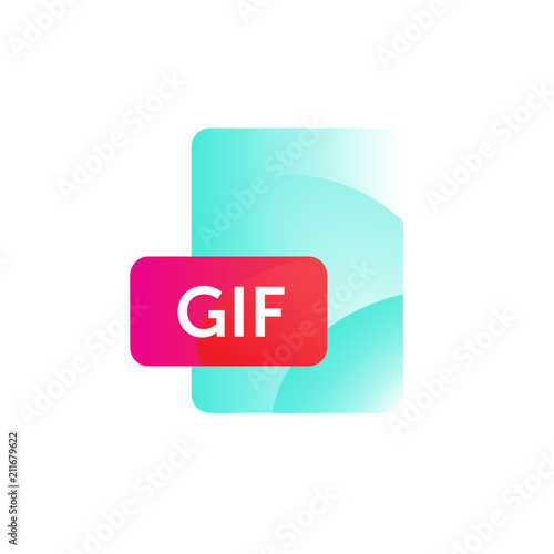 GIF format icon. Gradient flat style. Bright, fashionable illustration of icons. Image is isolated on white background. A modern icon for the site and presentation.