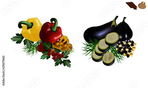 Bulgarian pepper and eggplant with parsley and dill