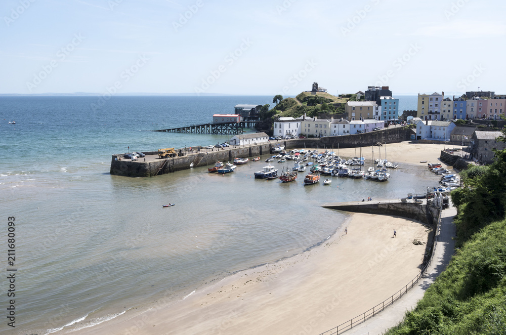 Tenby - the seaport with strong sunlight (wales - uk)
