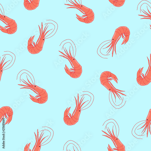 seamless shrimp on a blue background