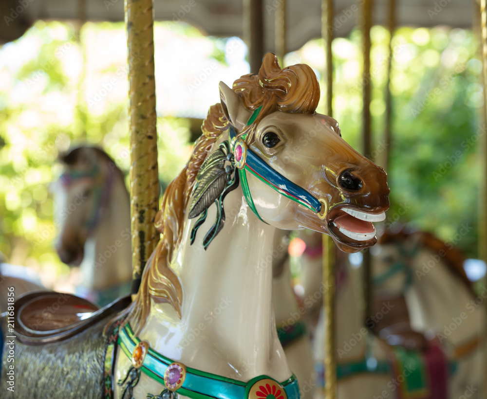 carousel horse is ready to give a fun ride