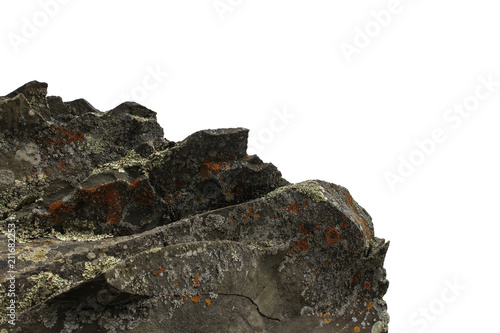Natural mountain boulder on white background