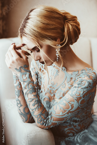 pensive beautiful bride