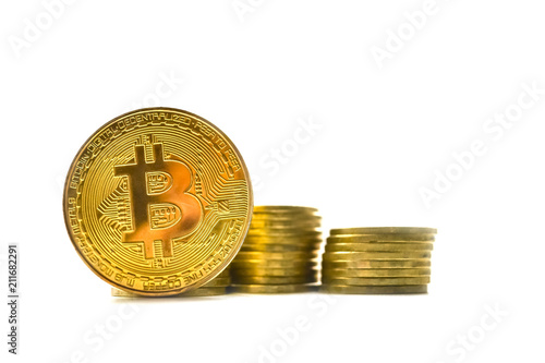 Isolate the gold bitcoin. Cryptocurrency, crypto business.