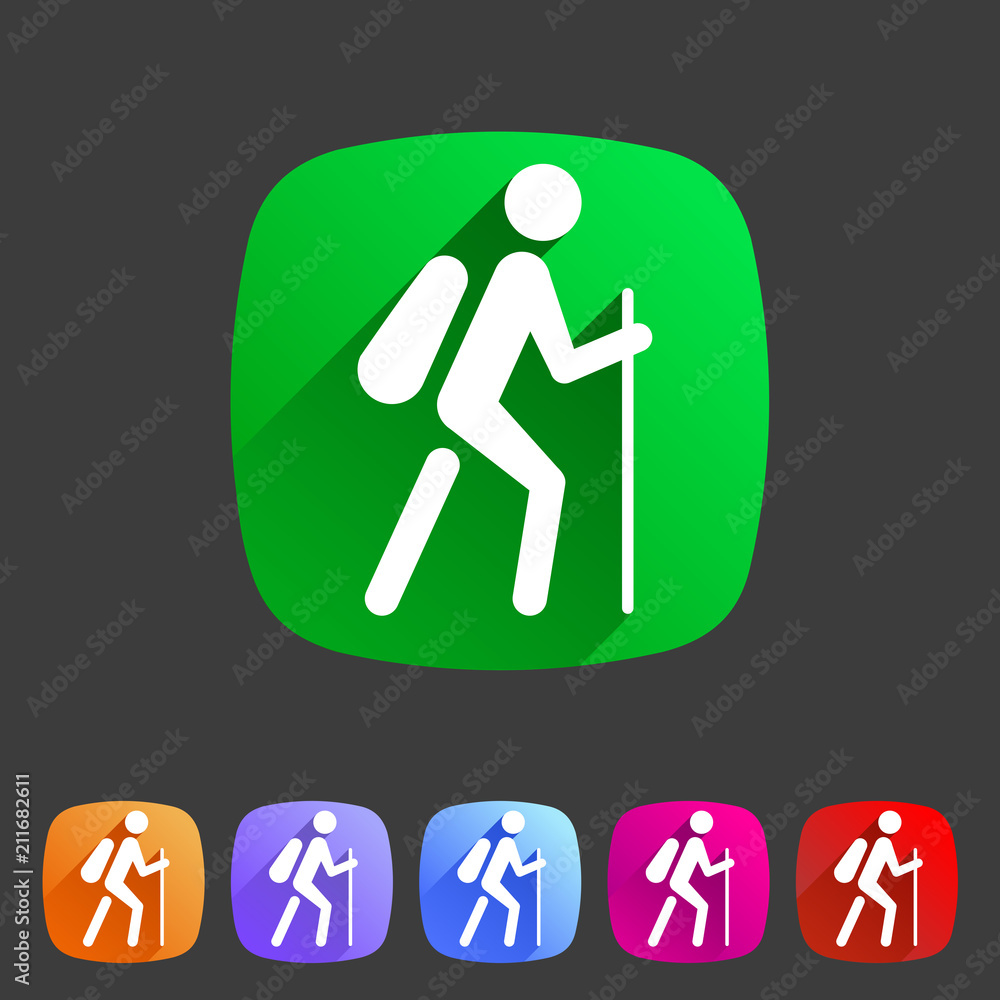 Hiking treking icon icon flat web sign symbol logo label Hiking treking icon icon flat web sign symbol logo label