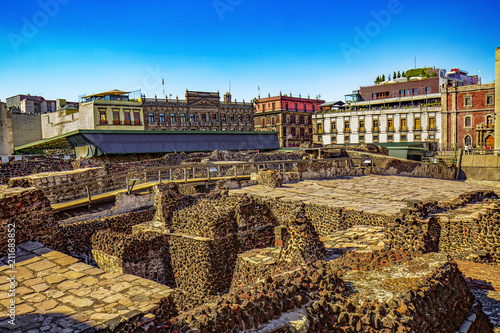 Mexico. The City of Mexico (CDMX). The ruins of the Templo Mayor (UNESCO World Heritage Site) photo
