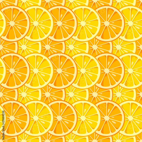 Lemon and orange slices seamless pattern.